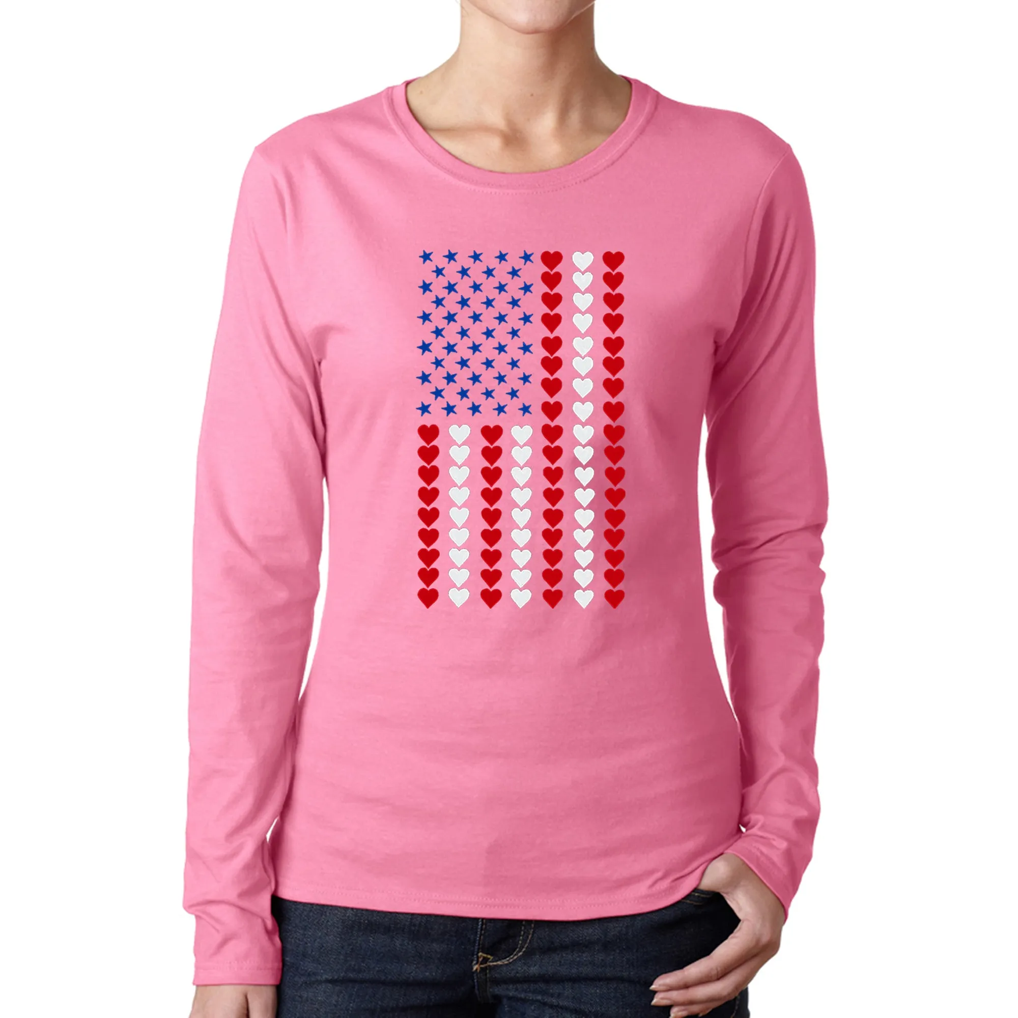 Heart Flag - Women's Word Art Long Sleeve T-Shirt sold by LA Pop Art product image thumbnail 3