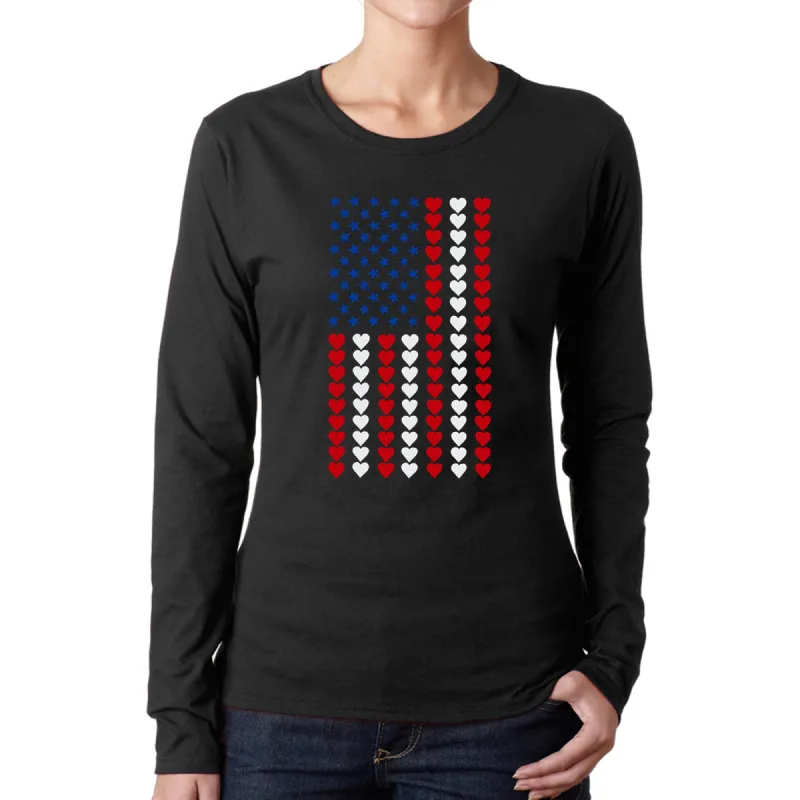 Heart Flag - Women's Word Art Long Sleeve T-Shirt sold by LA Pop Art