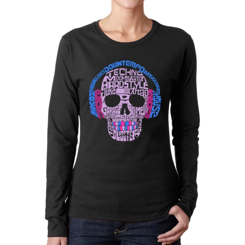 Styles of EDM Music  - Women's Word Art Long Sleeve T-Shirt sold by LA Pop Art