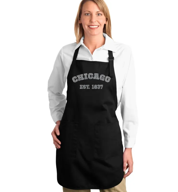 Chicago 1837 - Full Length Word Art Apron sold by LA Pop Art