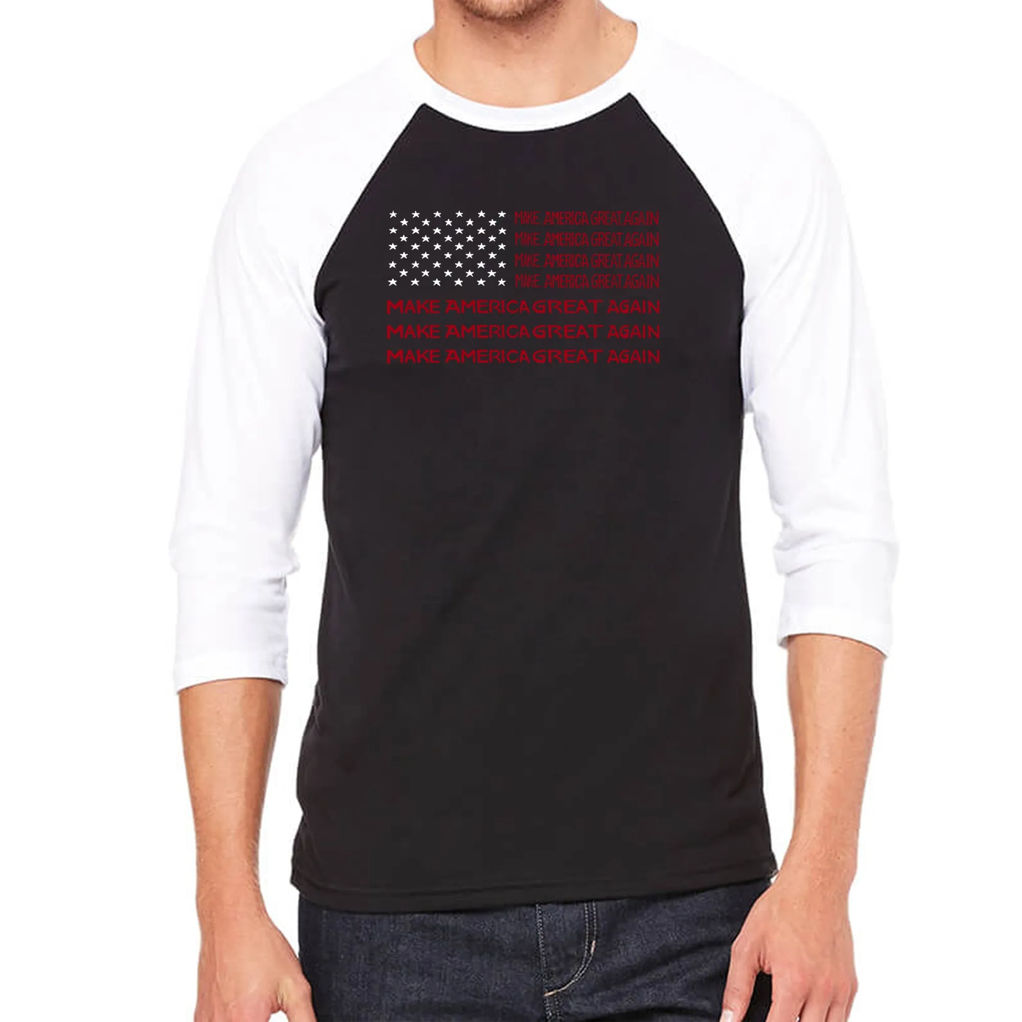 Maga Flag - Men's Raglan Baseball Word Art T-Shirt sold by LA Pop Art