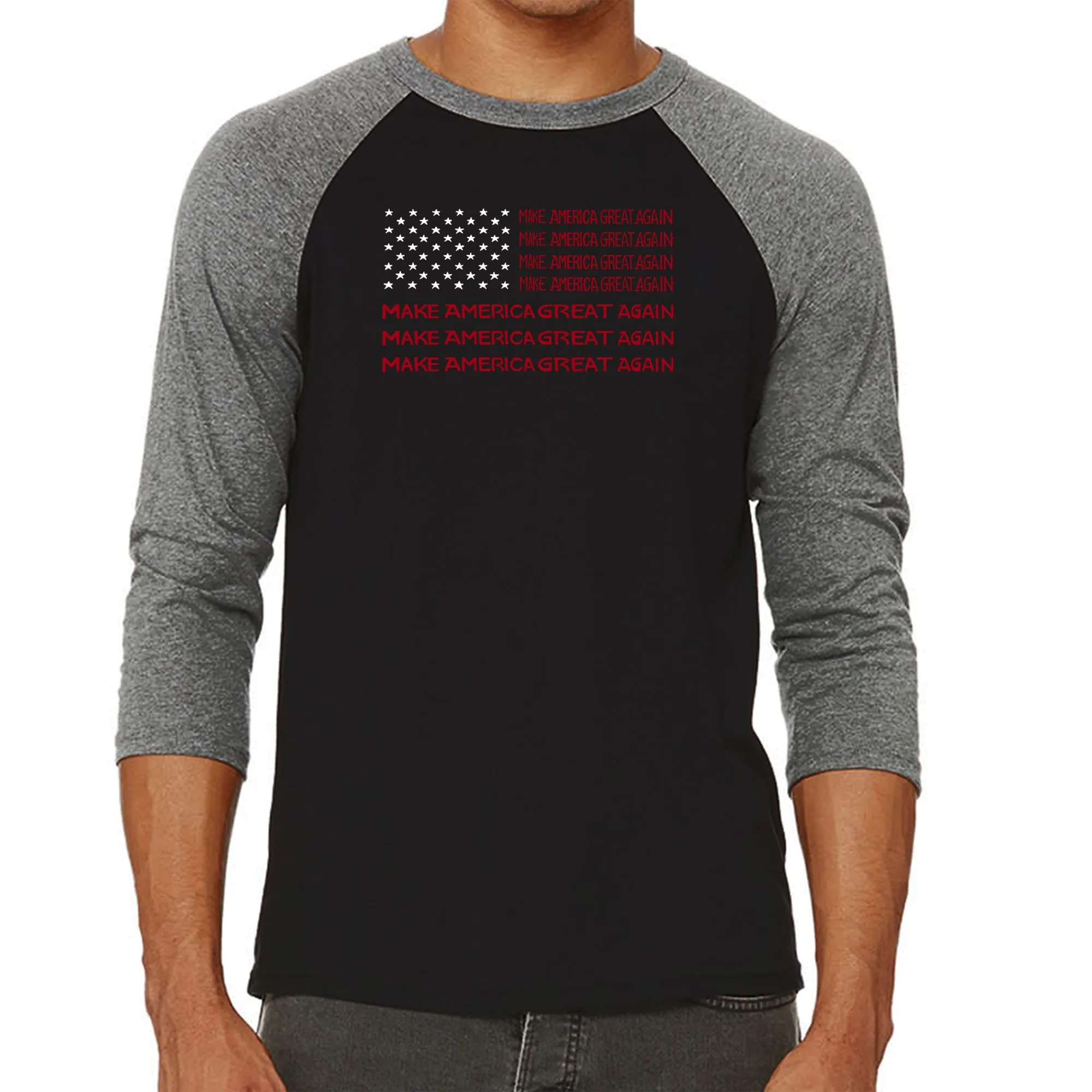 Maga Flag - Men's Raglan Baseball Word Art T-Shirt sold by LA Pop Art product image thumbnail 4