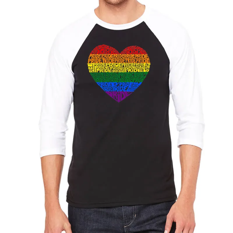 Pride Heart - Men's Raglan Baseball Word Art T-Shirt sold by LA Pop Art