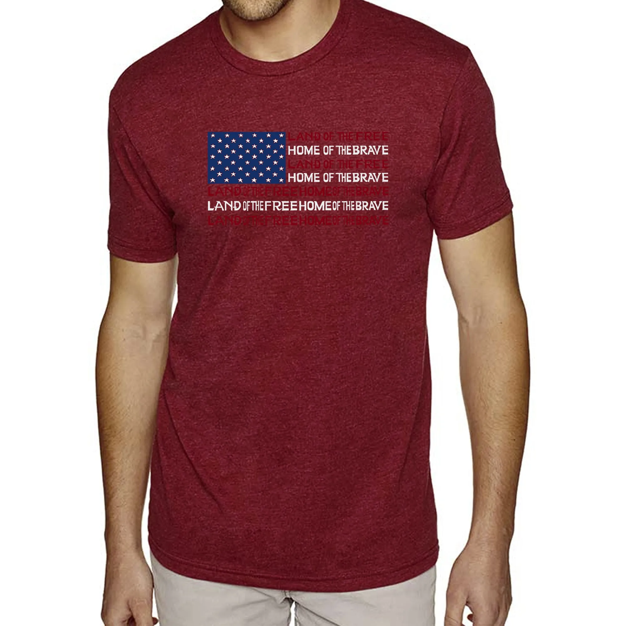 Land of the Free American Flag - Men's Premium Blend Word Art T-Shirt sold by LA Pop Art product image thumbnail 5