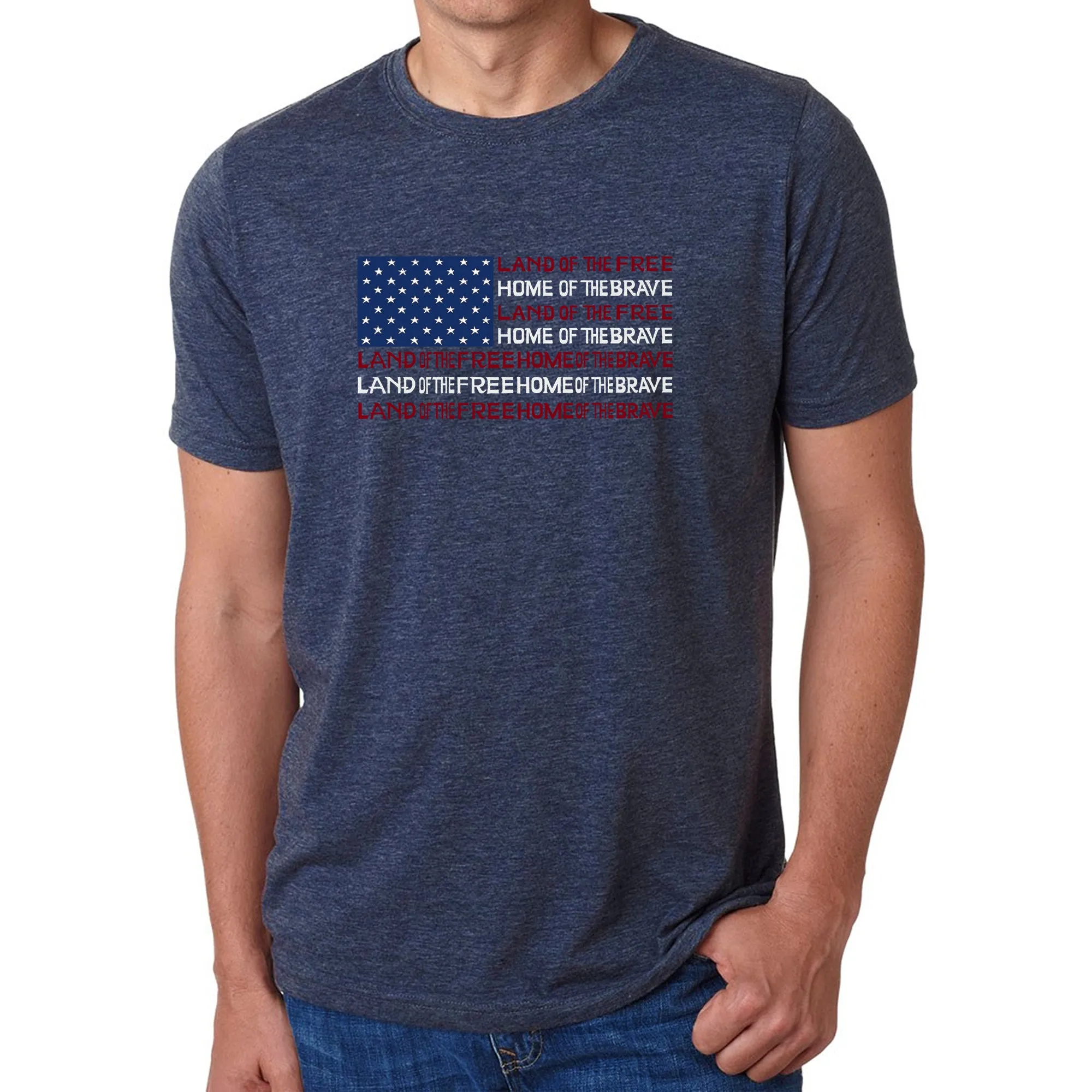 Land of the Free American Flag - Men's Premium Blend Word Art T-Shirt sold by LA Pop Art product image thumbnail 3
