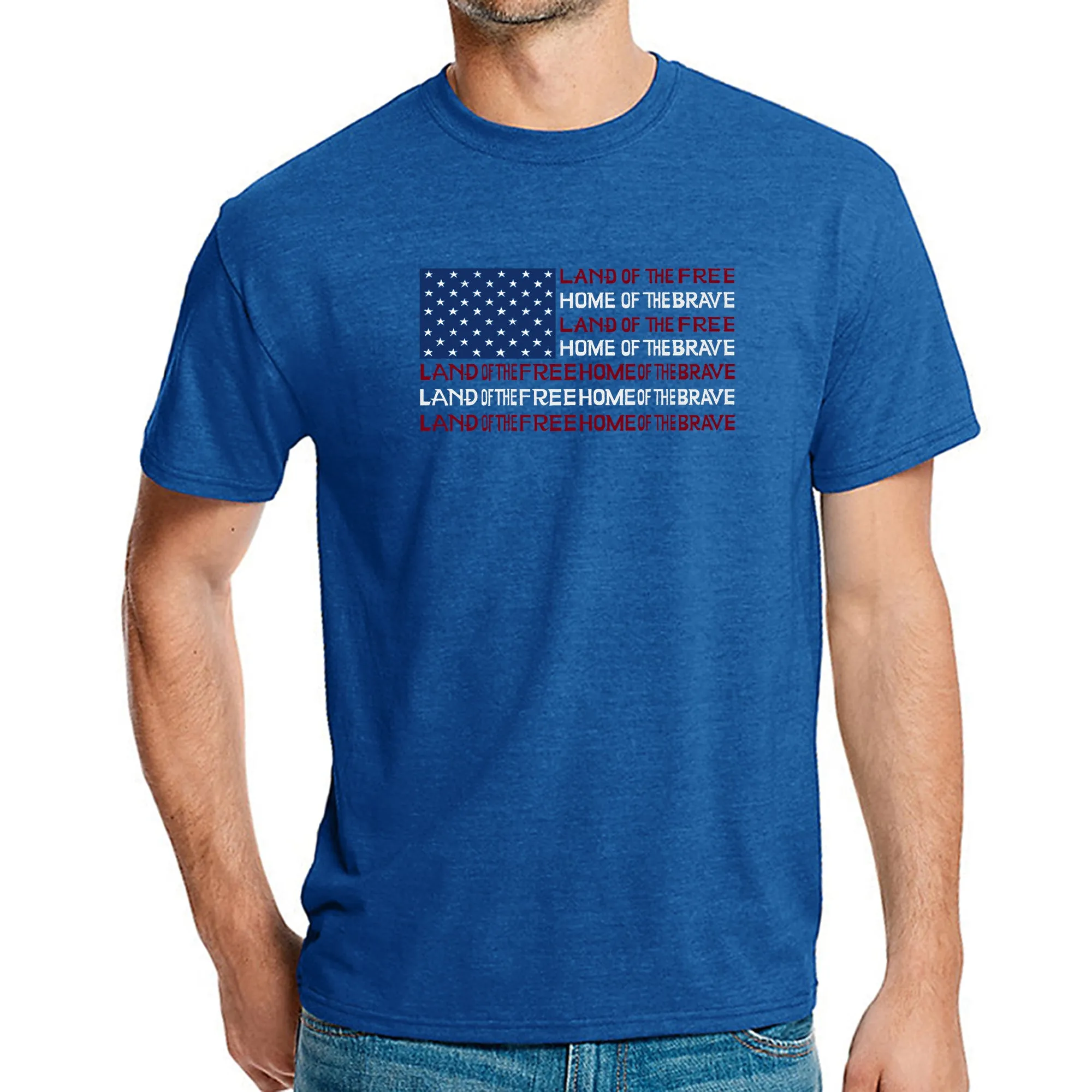 Land of the Free American Flag - Men's Premium Blend Word Art T-Shirt sold by LA Pop Art product image thumbnail 4
