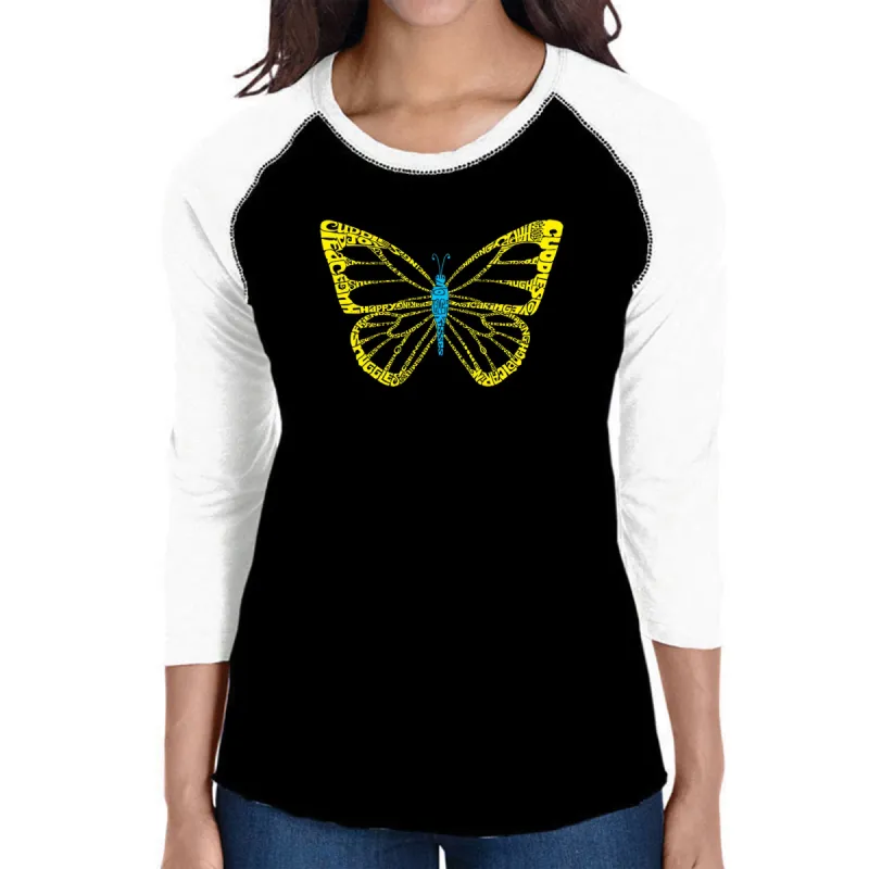 Butterfly - Women's Raglan Word Art T-Shirt sold by LA Pop Art