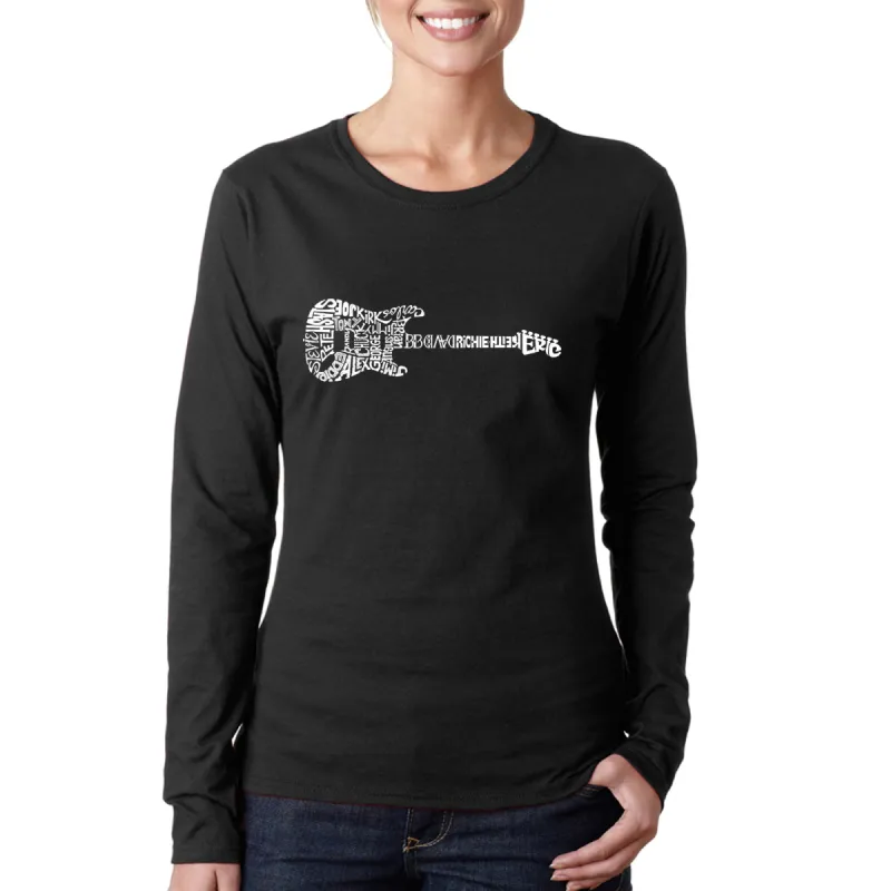Rock Guitar -  Women's Word Art Long Sleeve T-Shirt sold by LA Pop Art