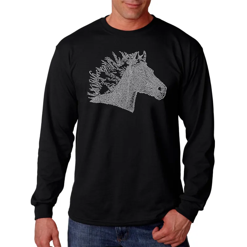 Horse Mane - Men's Word Art Long Sleeve T-Shirt sold by LA Pop Art