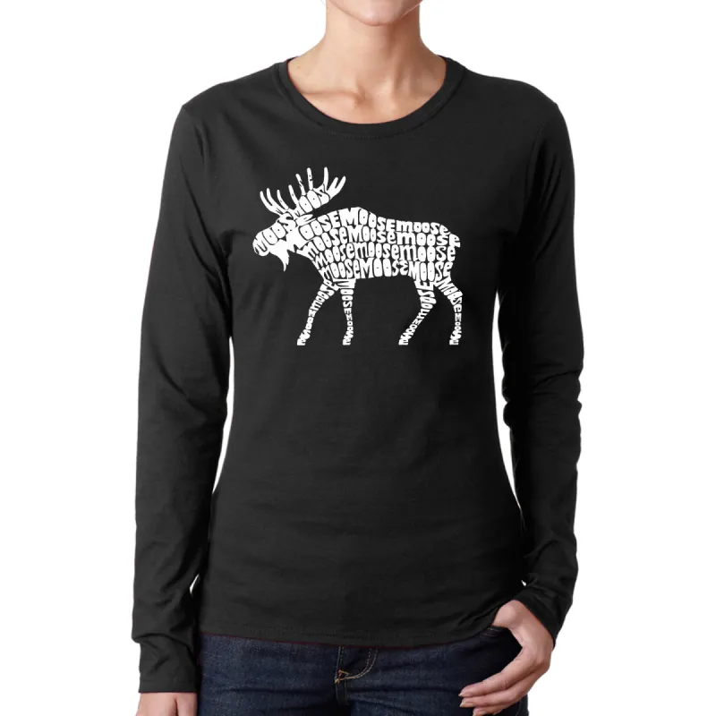 Moose  - Women's Word Art Long Sleeve T-Shirt sold by LA Pop Art