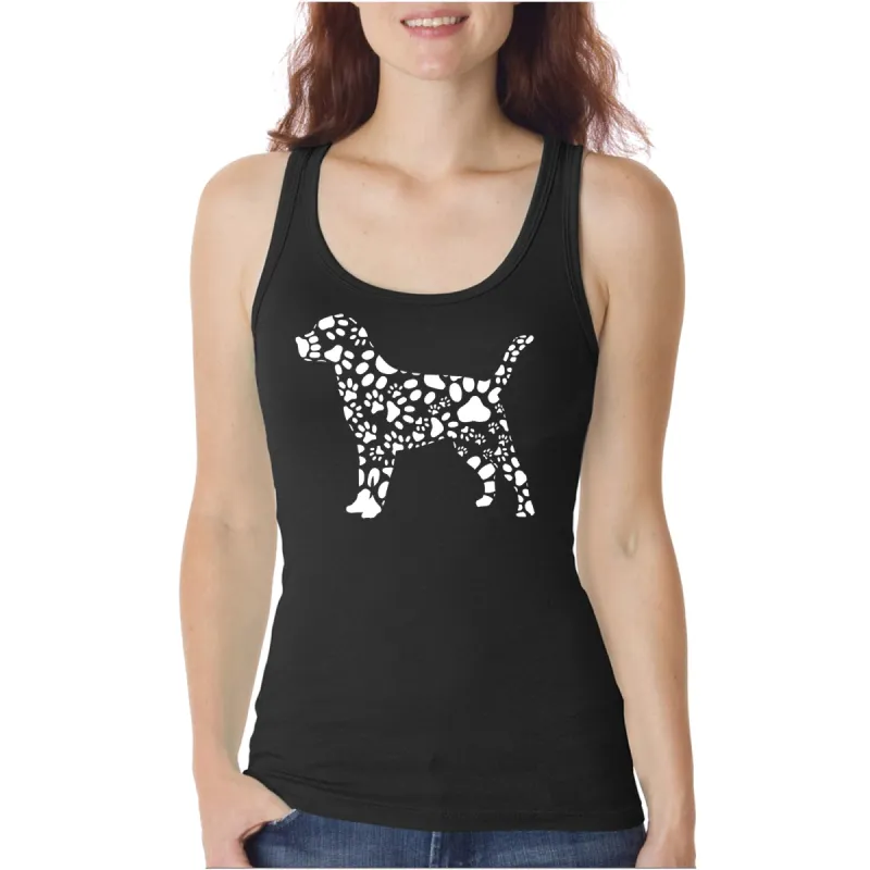 Dog Paw Prints  - Women's Word Art Tank Top sold by LA Pop Art