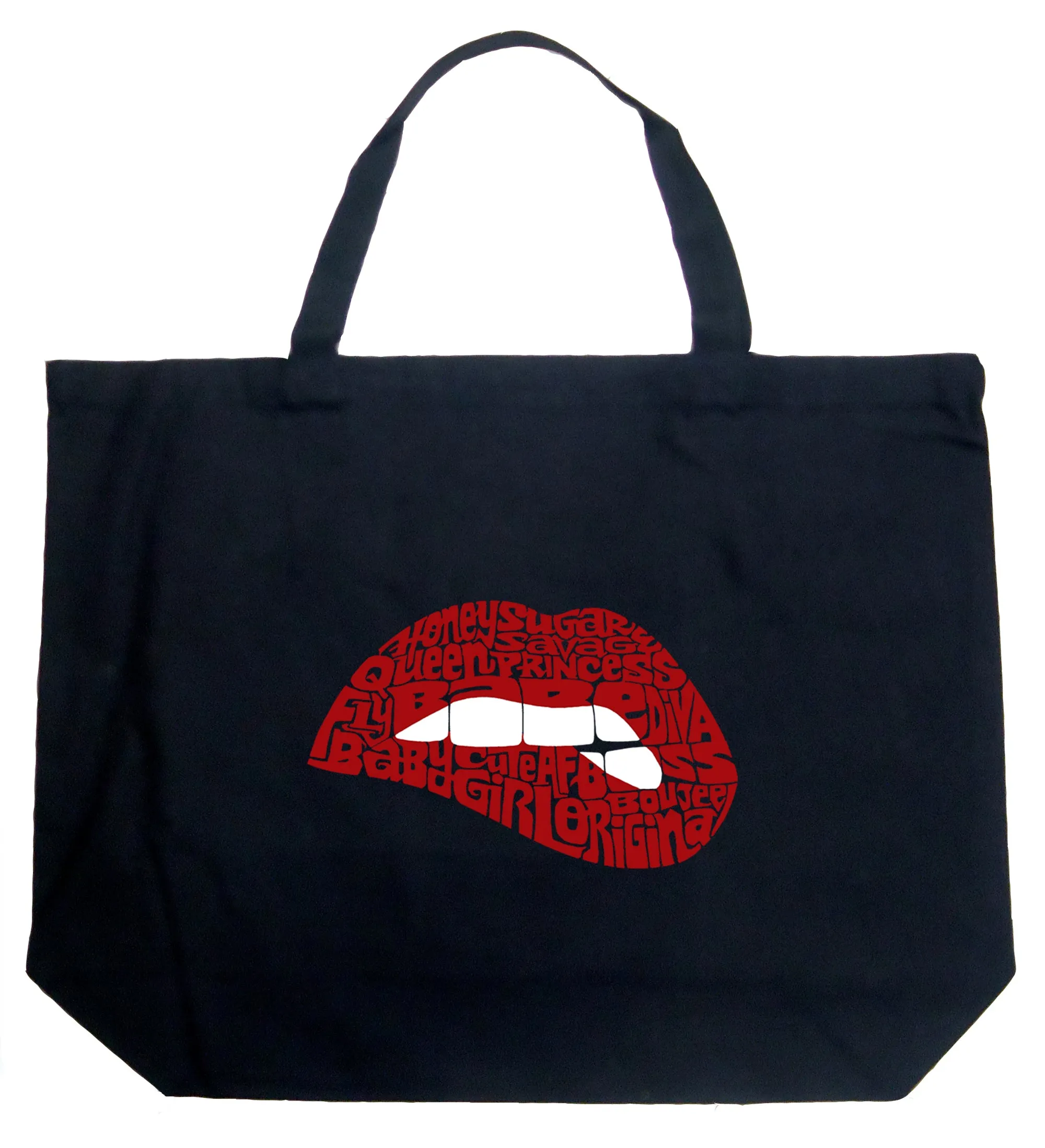 Savage Lips - Large Word Art Tote Bag sold by LA Pop Art