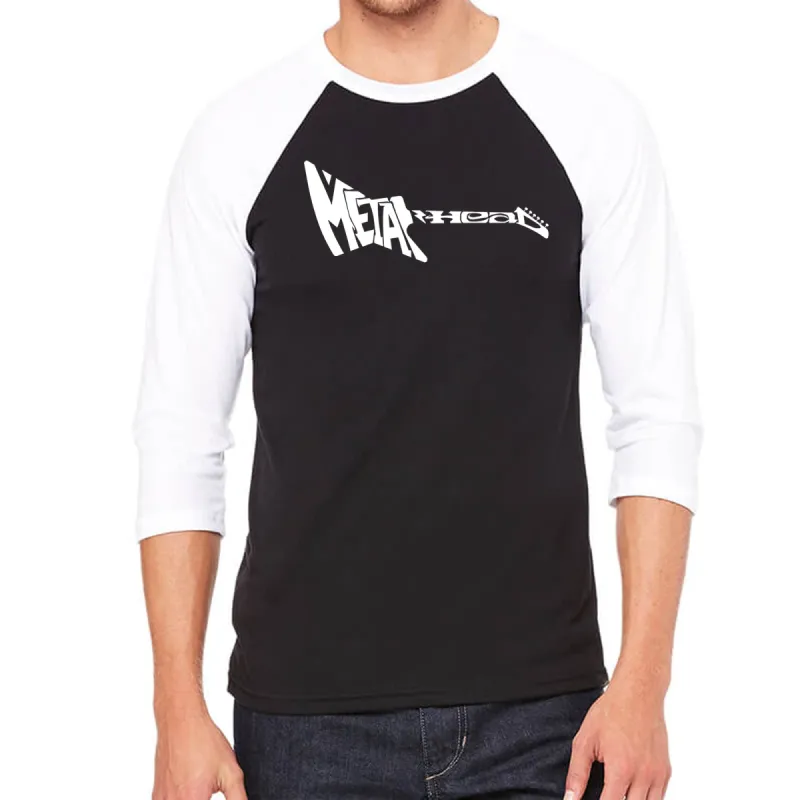 Metal Head - Men's Raglan Baseball Word Art T-Shirt sold by LA Pop Art