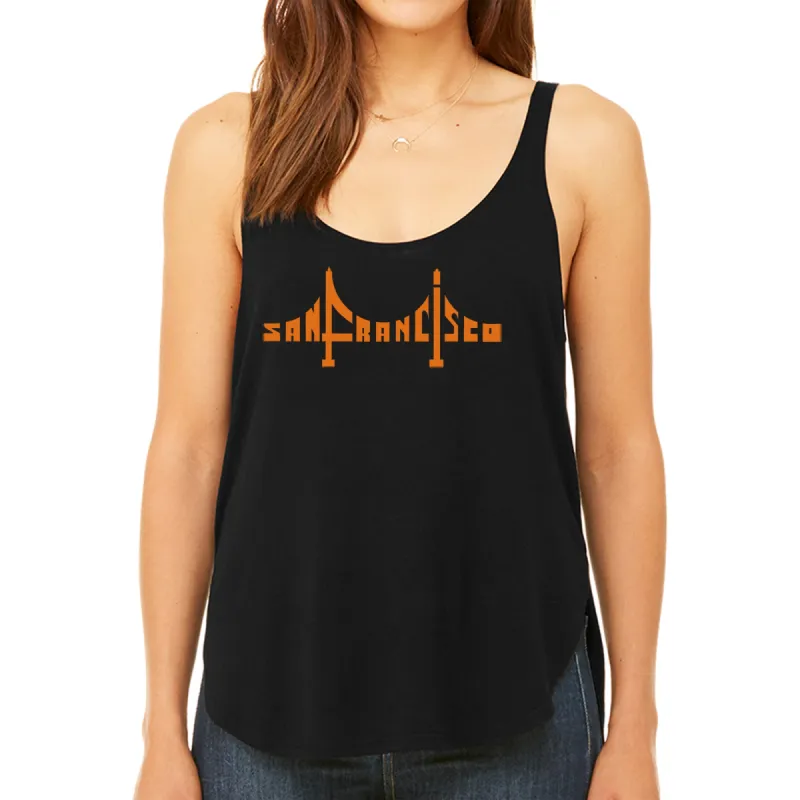 San Francisco Bridge  - Women's Premium Word Art Flowy Tank Top sold by LA Pop Art