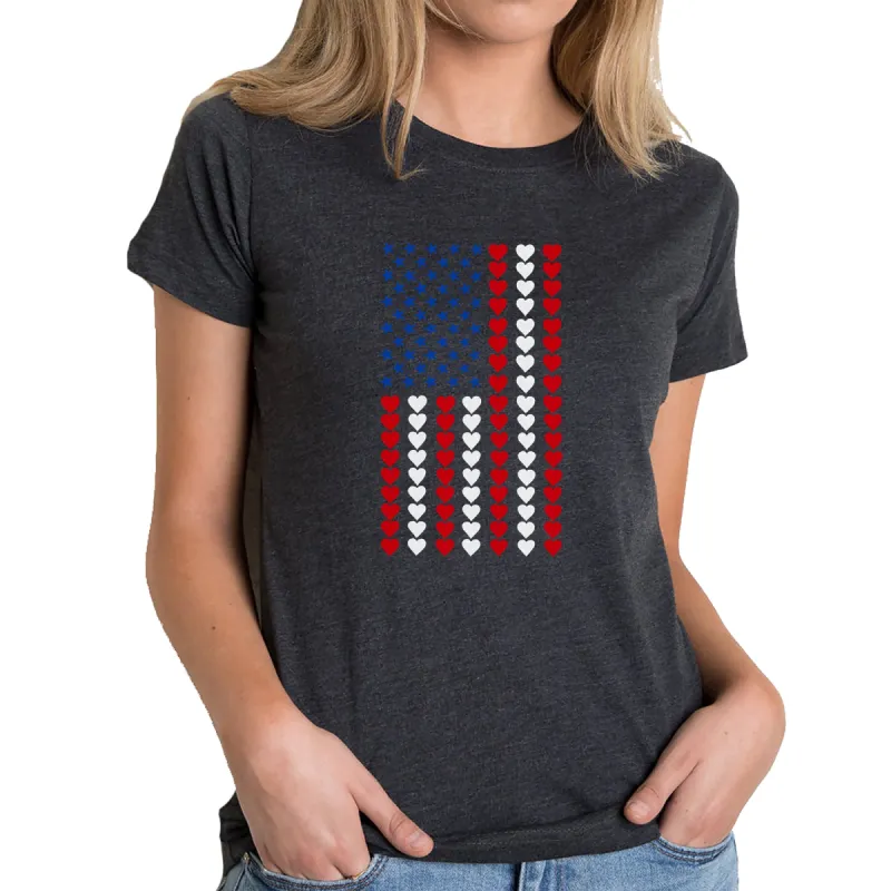 Heart Flag - Women's Premium Blend Word Art T-Shirt sold by LA Pop Art