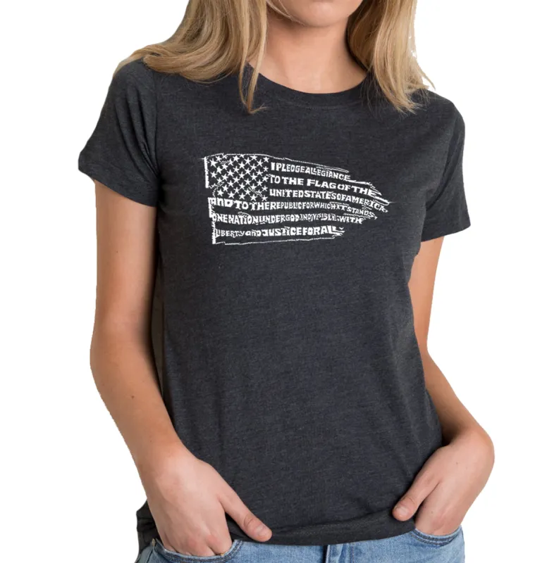 Pledge of Allegiance Flag - Women's Premium Blend Word Art T-Shirt sold by LA Pop Art