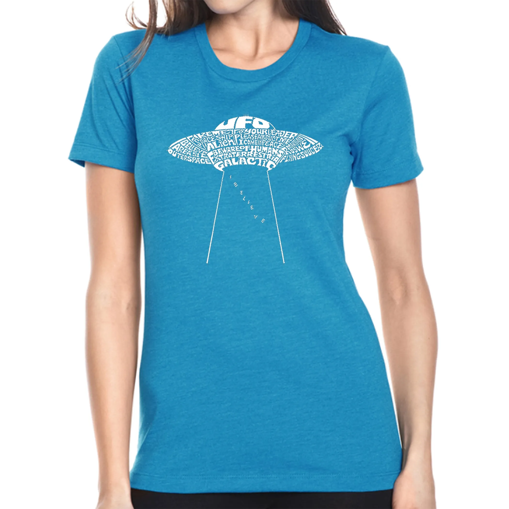 Flying Saucer UFO - Women's Premium Blend Word Art T-Shirt sold by LA Pop Art product image thumbnail 4