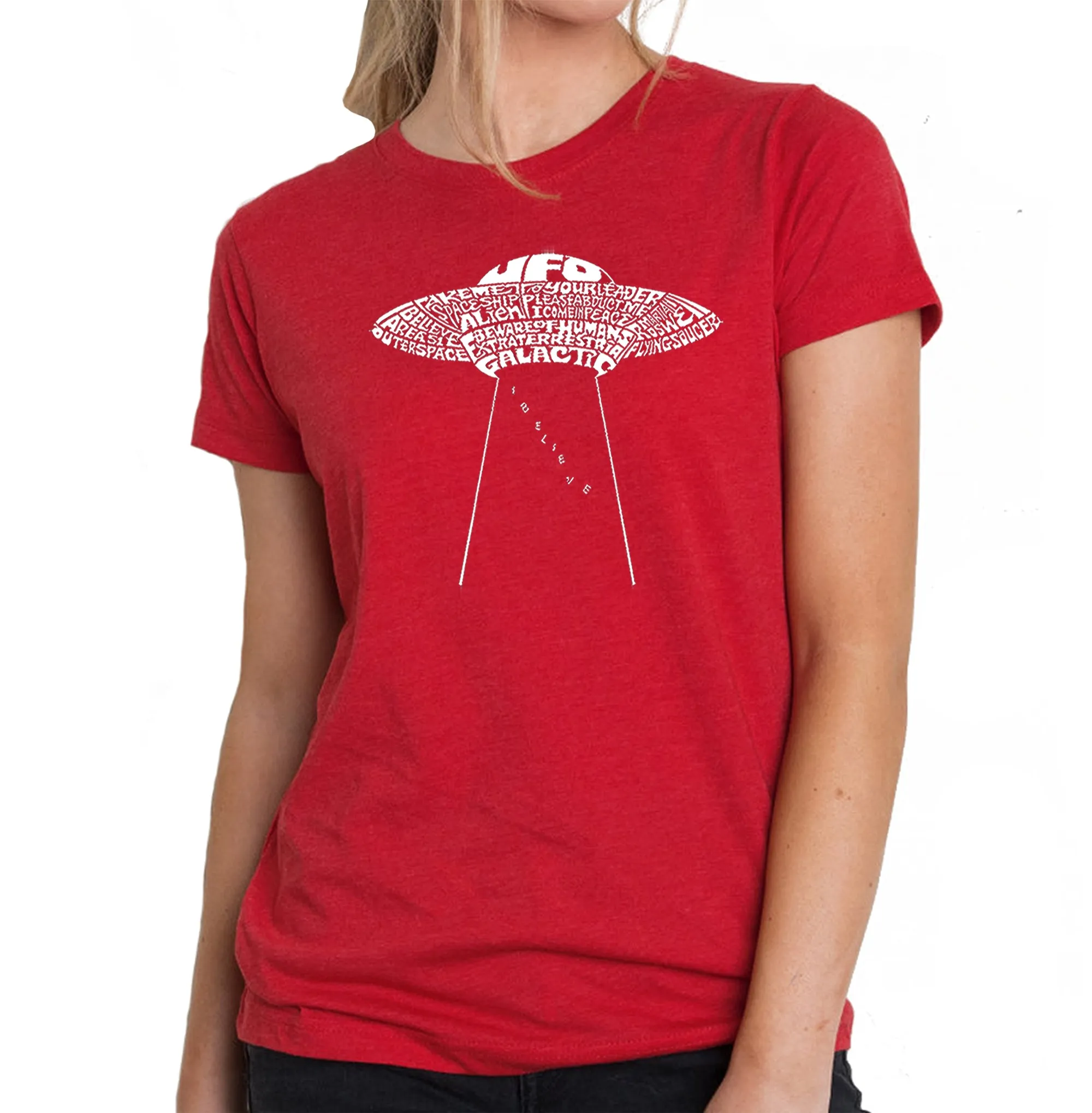 Flying Saucer UFO - Women's Premium Blend Word Art T-Shirt sold by LA Pop Art product image thumbnail 5
