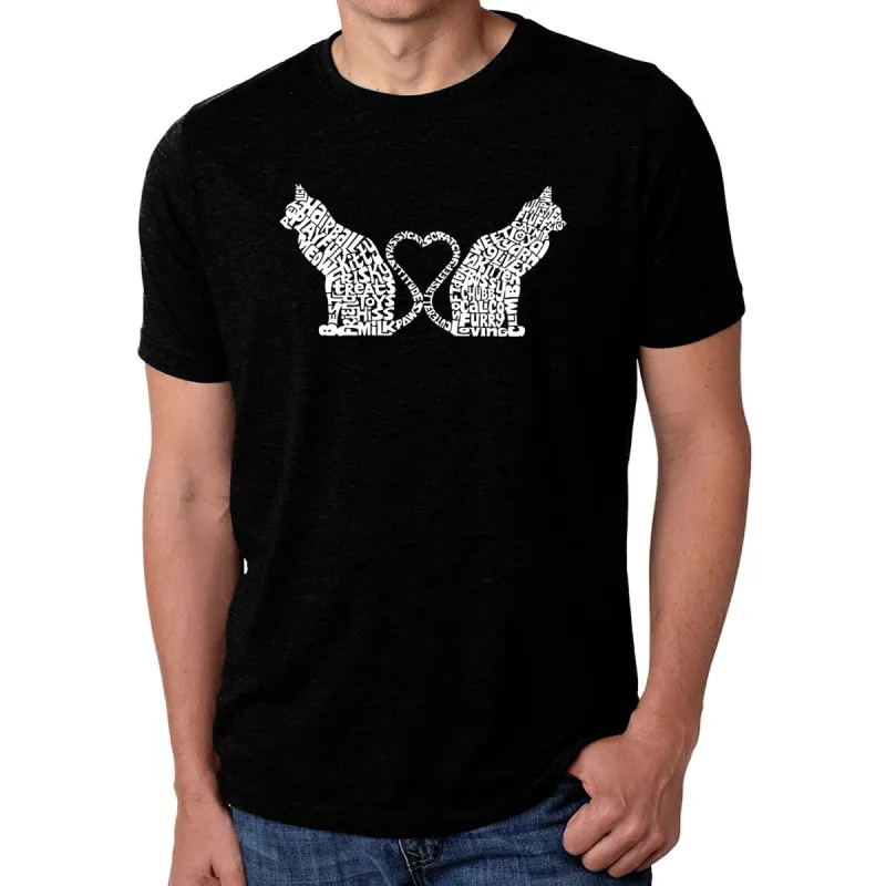 Cat Tail Hearts - Men's Premium Blend Word Art T-Shirt sold by LA Pop Art