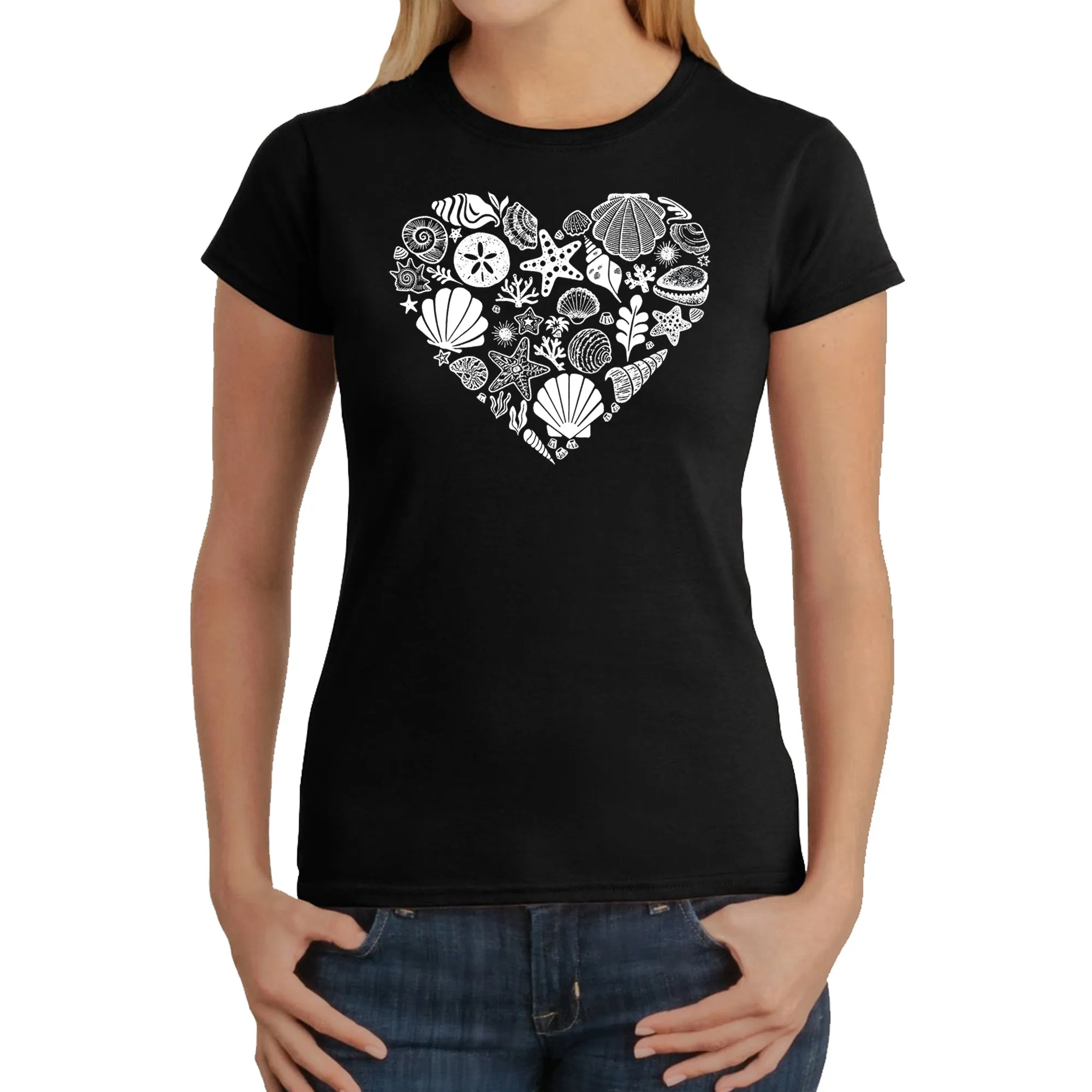 Sea Shells - Women's Word Art T-Shirt sold by LA Pop Art