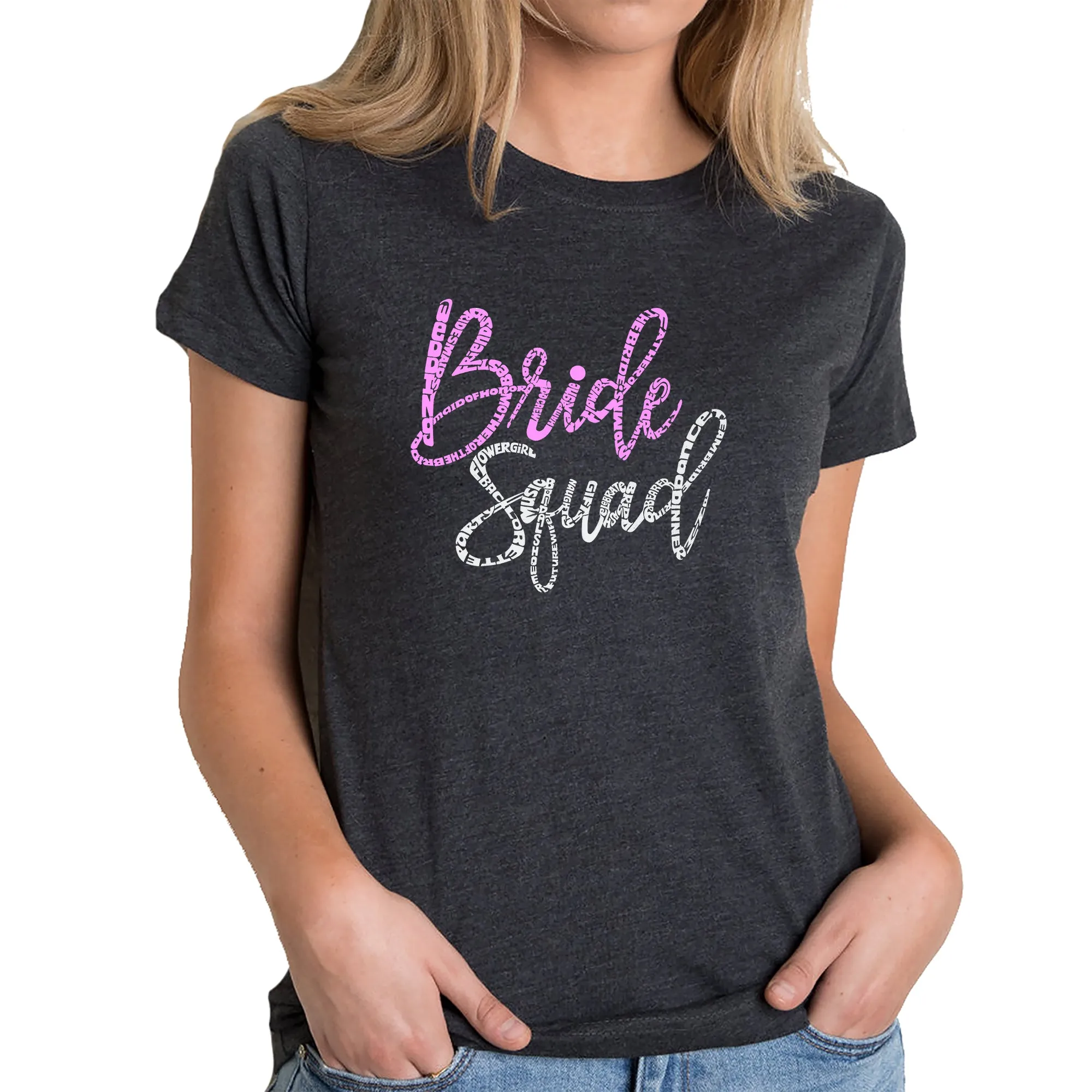 Women's Premium Blend Word Art T-shirt - Bride Squad sold by LA Pop Art