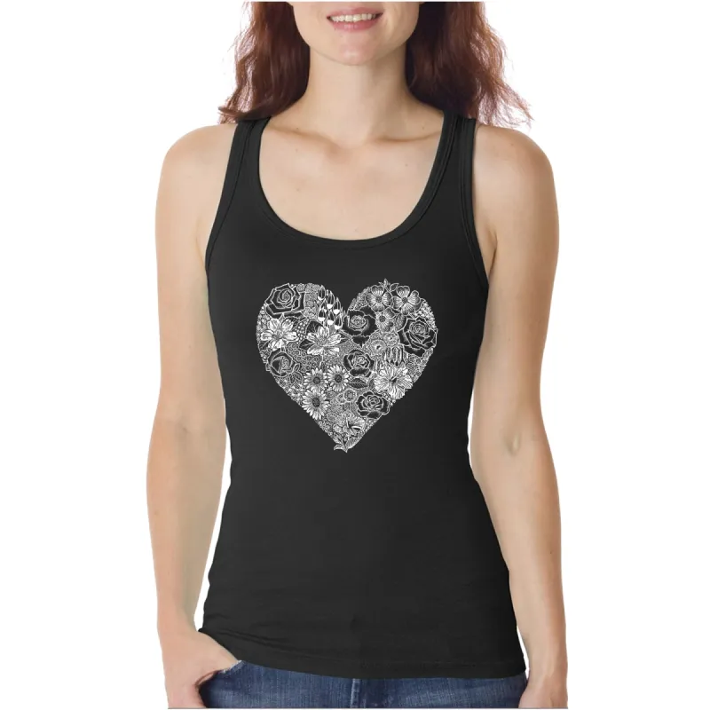 Heart Flowers  - Women's Word Art Tank Top sold by LA Pop Art