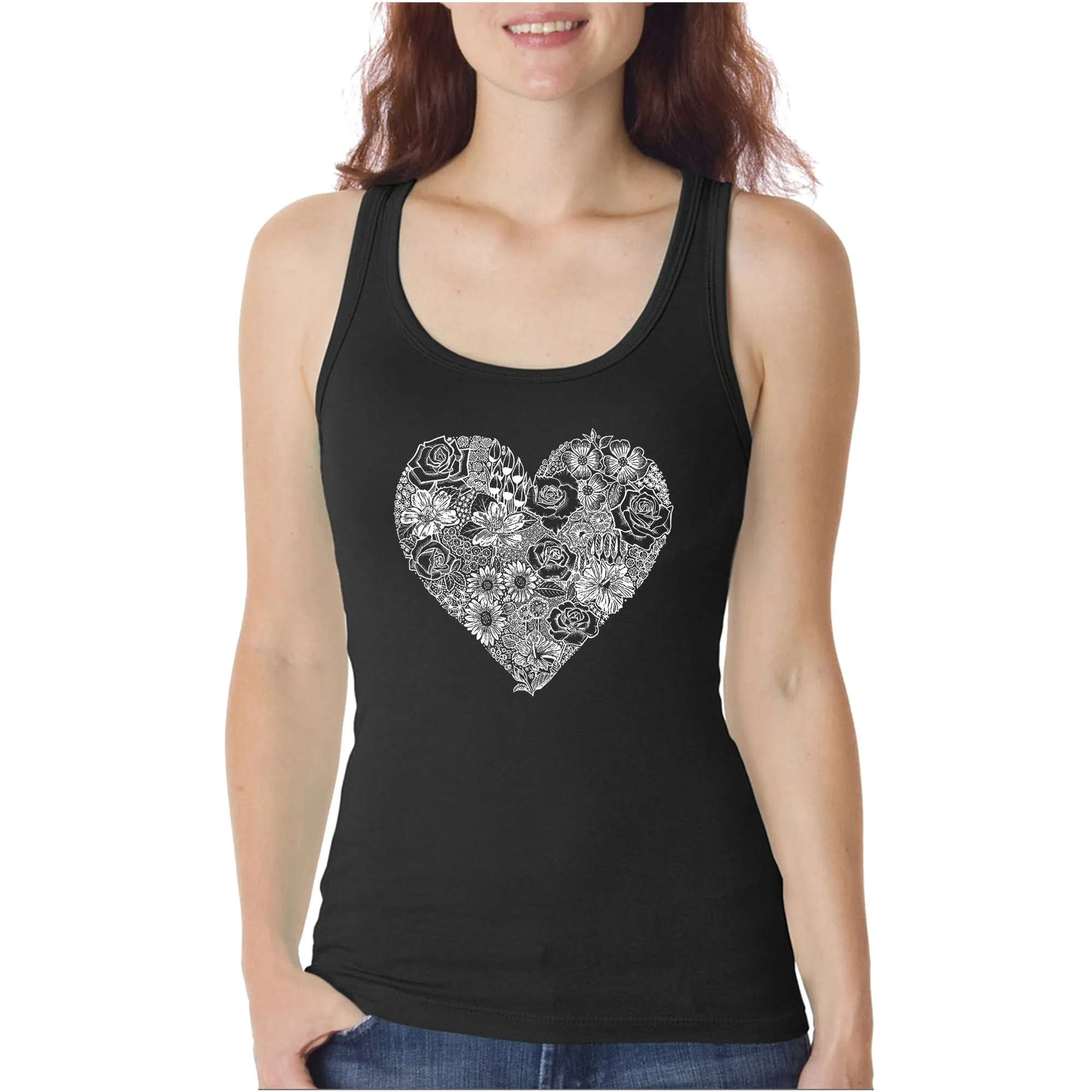 Heart Flowers - Women's Word Art Tank Top sold by LA Pop Art