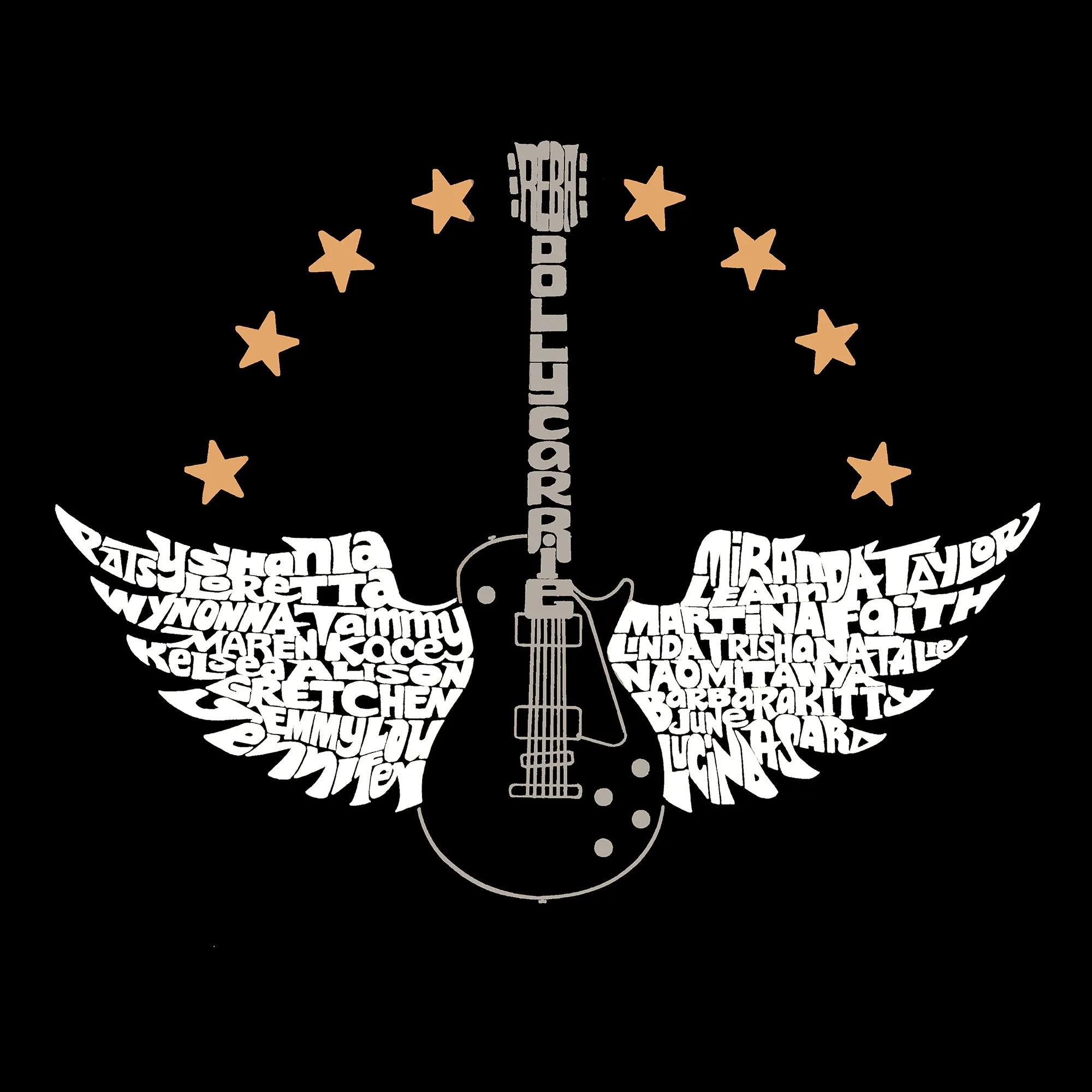 Country Female Singers - Men's Word Art T-Shirt sold by LA Pop Art product image thumbnail 2