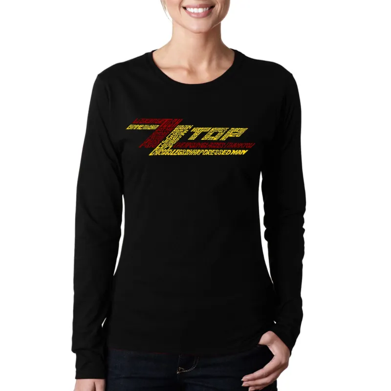 ZZ Top  - Women's Word Art Long Sleeve T-Shirt made by LA Pop Art