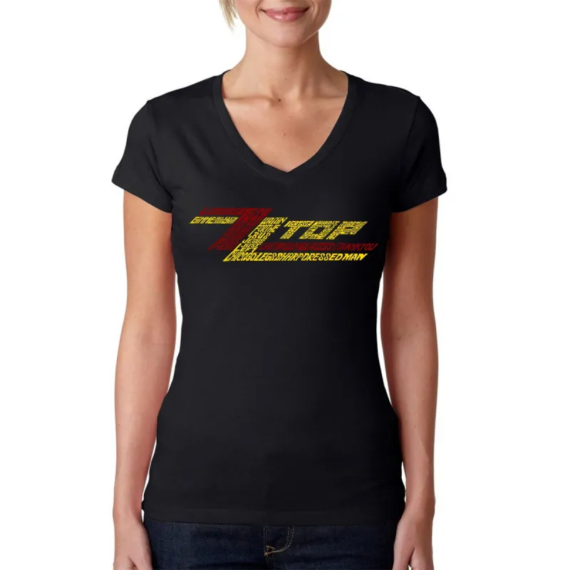 ZZ Top  - Women's Word Art V-Neck T-Shirt sold by LA Pop Art