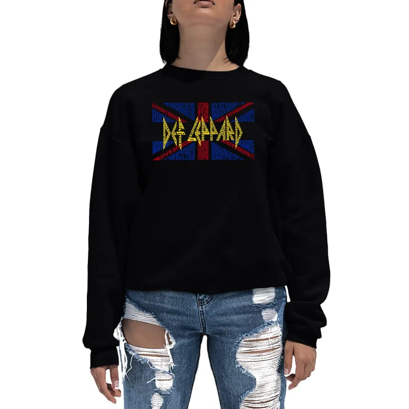 Def Leppard  - Women's Word Art Crewneck Sweatshirt sold by LA Pop Art