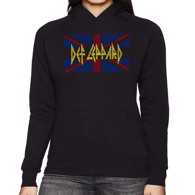 LA Pop Art Women's Word Art Hooded Sweatshirt -Def Leppard sold by LA Pop Art