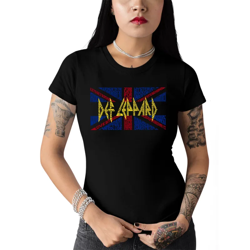 Def Leppard  - Women's Word Art T-Shirt sold by LA Pop Art