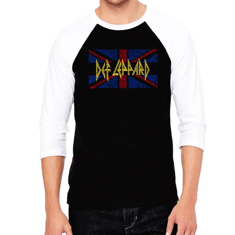 Def Leppard  - Men's Raglan Baseball Word Art T-Shirt sold by LA Pop Art