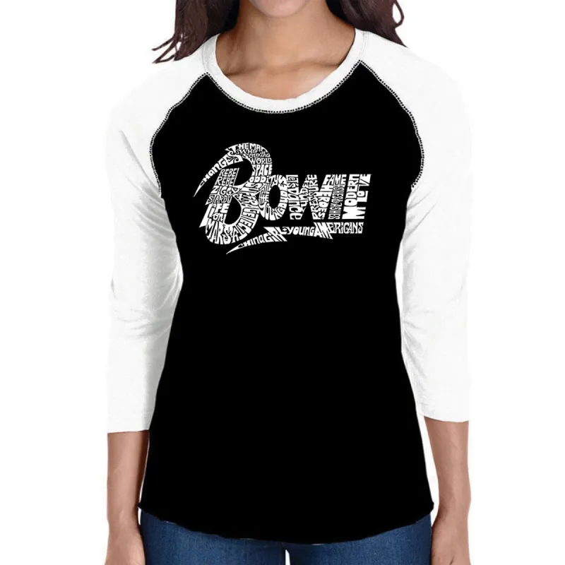 David Bowie Logo - Women's Raglan Baseball Word Art T-Shirt sold by LA Pop Art