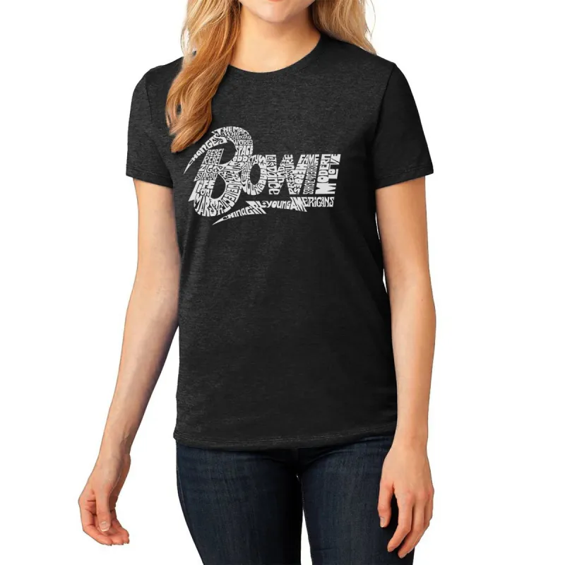 David Bowie Logo  - Women's Premium Blend Word Art T-Shirt sold by LA Pop Art