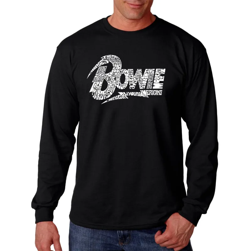David Bowie Logo  - Men's Word Art Long Sleeve T-Shirt made by LA Pop Art