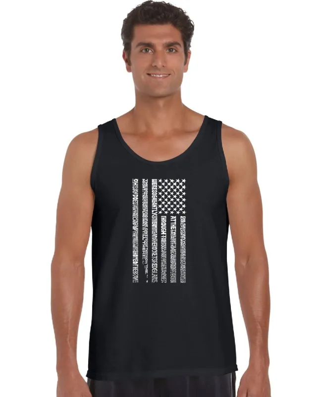 National Anthem Flag - Men's Word Art Tank Top sold by LA Pop Art