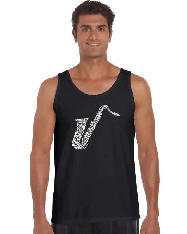 Sax - Men's Word Art Tank Top sold by LA Pop Art