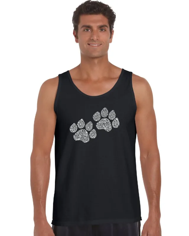 Woof Paw Prints -  Men's Word Art Tank Top sold by LA Pop Art