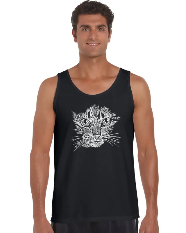 Cat Face -  Men's Word Art Tank Top sold by LA Pop Art