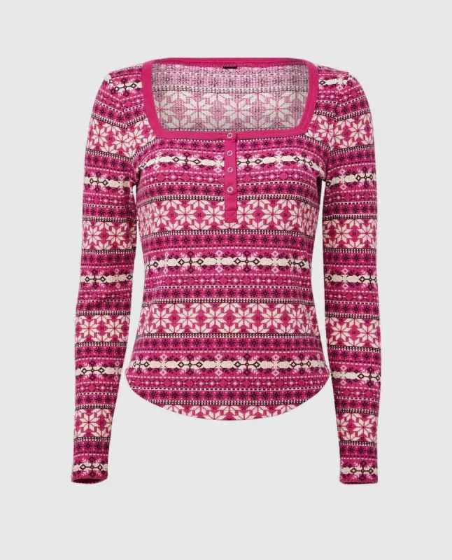 Waffle Henley Top sold by La SENZA