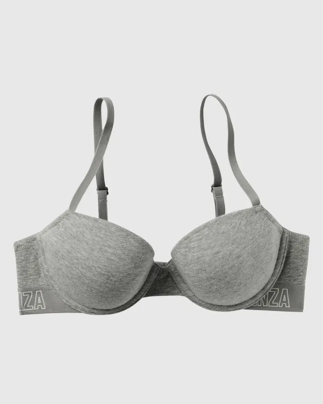 Cotton Lightly Lined Demi Bra in Chill Grey sold by La SENZA