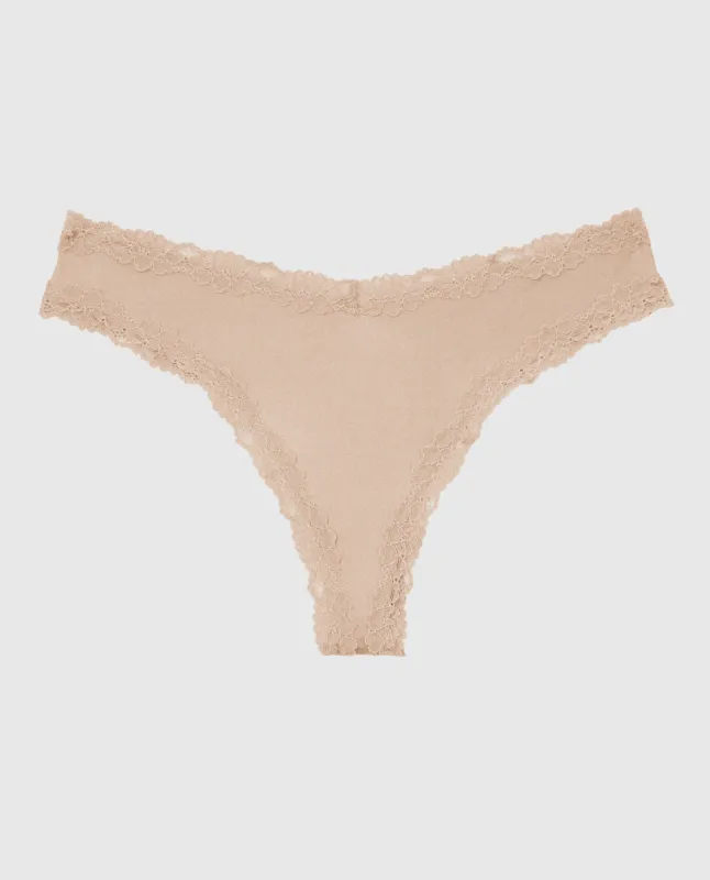 Lace Trim Thong Panty sold by La SENZA