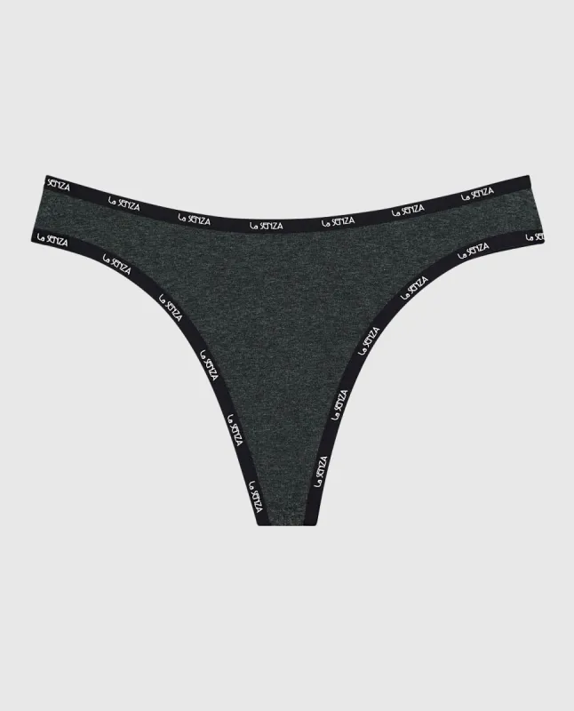 Everyday Thong Panty with Logo Trim sold by La SENZA