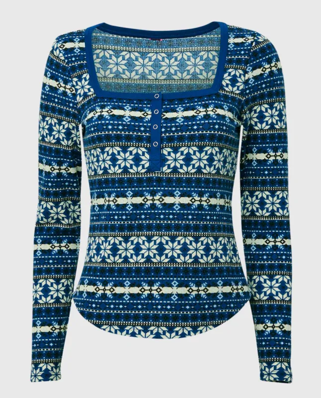 Waffle Henley Top sold by La SENZA