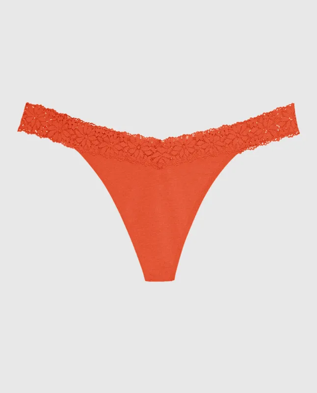V-Waist Thong Panty with Lace Trim sold by La SENZA