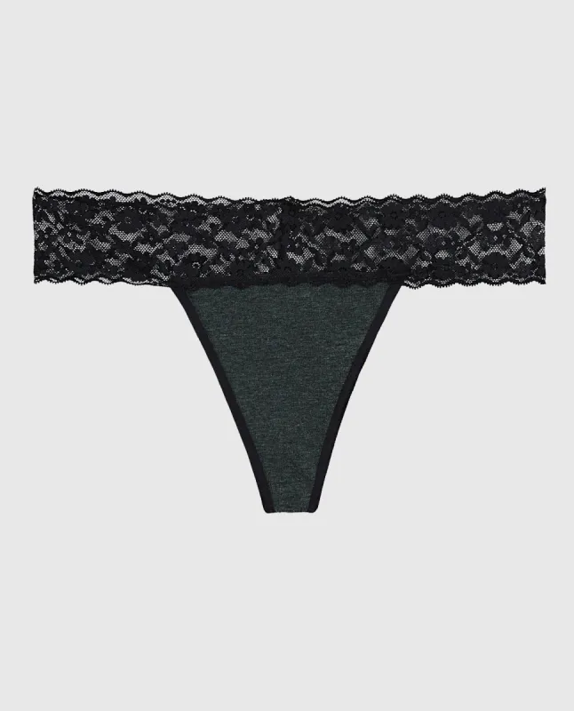 Everyday Thong Panty with Lace Trim sold by La SENZA