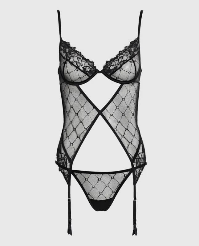 Short Unlined Lace Merrywidow made by La SENZA