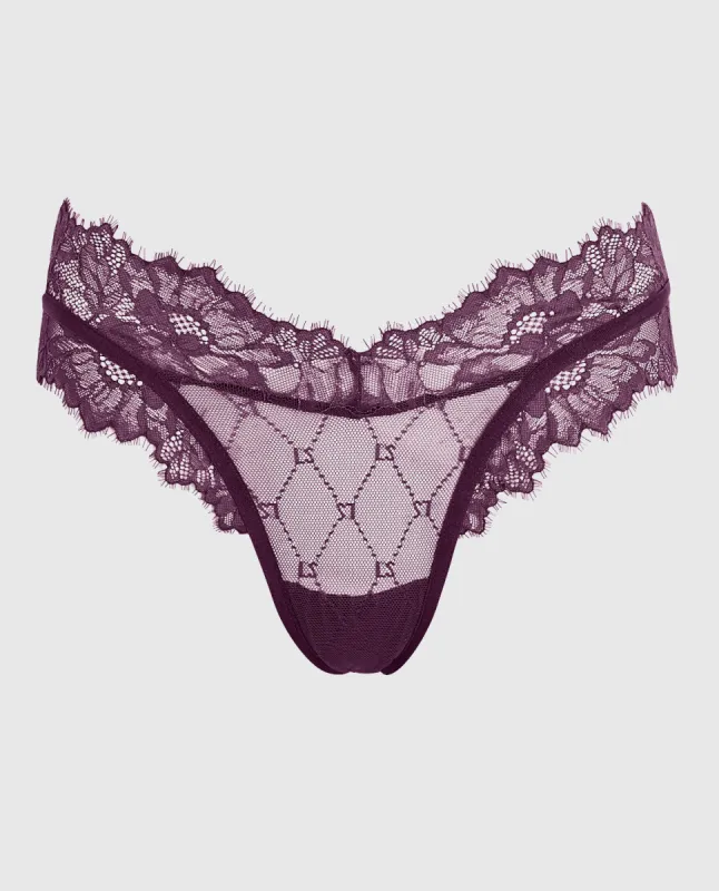 High Leg Medium Rise Lace Thong Panty sold by La SENZA